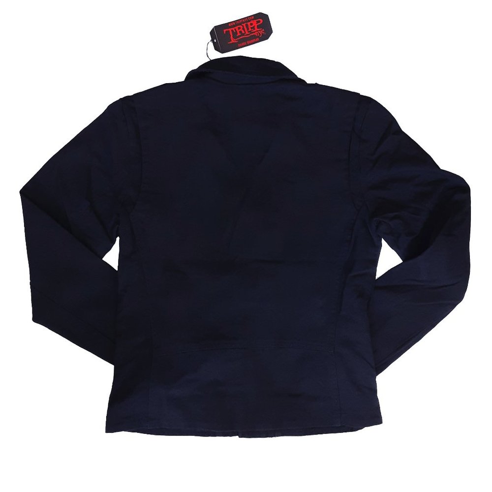 Tripp NYC Basic Black Denim Moto Motorcycle Jacket - Picture 2 of 3
